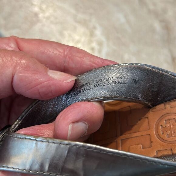 Tory Burch Pewter Cork Wedge Sandals - Picture 6 of 8